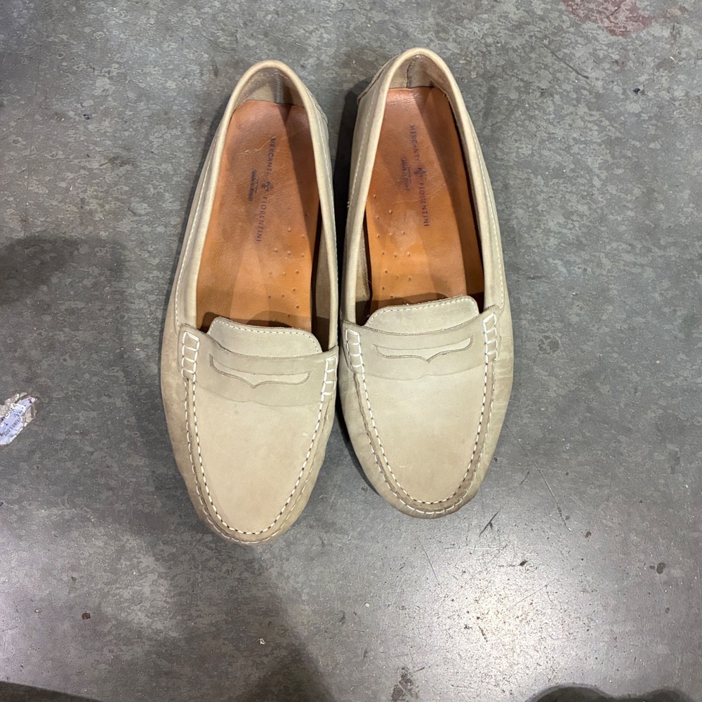Mercanti Fiorentini Penny Driving Loafers Womens Size 10 Taupe Mocassin Suede
